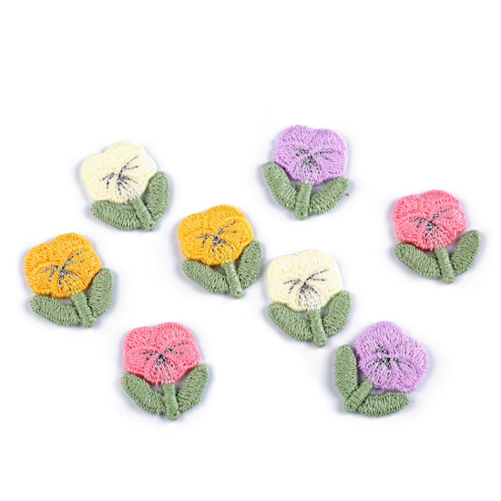 Kwiatek haftowany 2,1x2,5 cm - Biało-żółty (100 Sztuki) Kwiatek haftowany 2,1x2,5 cm - Biało-żółty (100 Sztuki)
