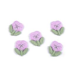 Kwiatek haftowany 2,1x2,5 cm - Jasny liliowy (10 Sztuki)