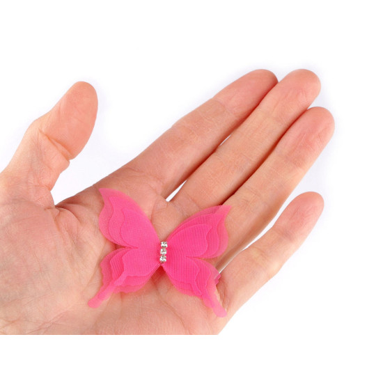 Motyl z szlifowanymi kamyczkami do przyszycia / przyklejenia, trzywarstwowy 3d - Różowy jasny (60 Sztuki) Motyl z szlifowanymi kamyczkami do przyszycia / przyklejenia, trzywarstwowy 3d - Różowy jasny (60 Sztuki)