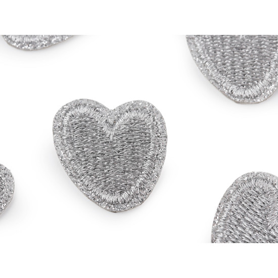 Iron-on patch heart with lurex - Silver (40 Pieces) Iron-on patch heart with lurex - Silver (40 Pieces)
