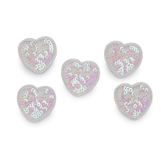 Iron-on patch with sequins, heart - Vintage pink (10 Pieces) Iron-on patch with sequins, heart - Vintage pink (10 Pieces)