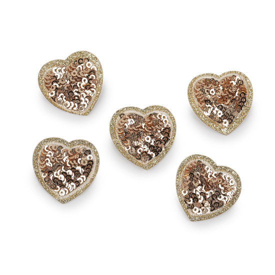 Iron-on patch with sequins, heart - Vintage pink (10 Pieces) Iron-on patch with sequins, heart - Vintage pink (10 Pieces)