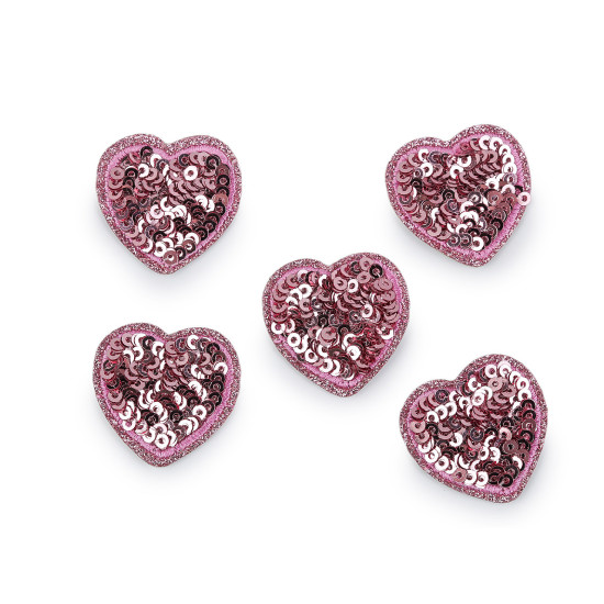 Iron-on patch with sequins, heart - Vintage pink (10 Pieces) Iron-on patch with sequins, heart - Vintage pink (10 Pieces)