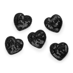 Iron-on patch with sequins, heart - Black (10 Pieces)