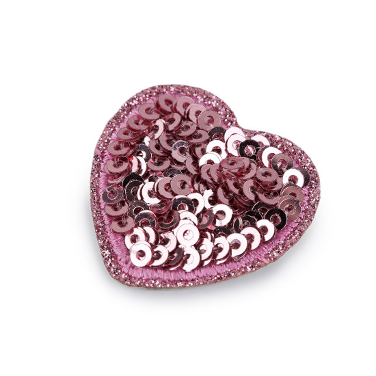 Iron-on patch with sequins, heart - Vintage pink (10 Pieces) Iron-on patch with sequins, heart - Vintage pink (10 Pieces)