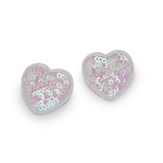 Iron-on patch with sequins, heart - Vintage pink (10 Pieces) Iron-on patch with sequins, heart - Vintage pink (10 Pieces)