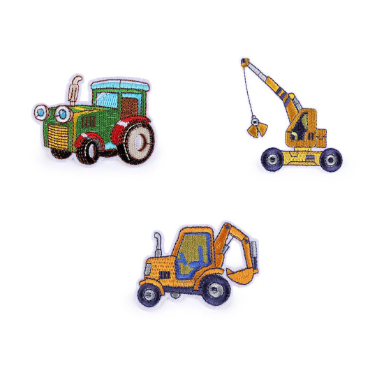 Patch thermocollant, tracteur, grue, voiture, tractopelle, camion de pompiers - Jaune (10 Pièces) Patch thermocollant, tracteur, grue, voiture, tractopelle, camion de pompiers - Jaune (10 Pièces)