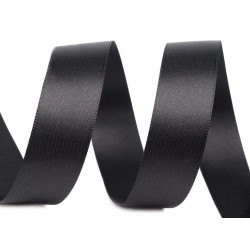Atlaszszalag kétoldalas szélessége  24 mm - Fekete (100 Méterek)