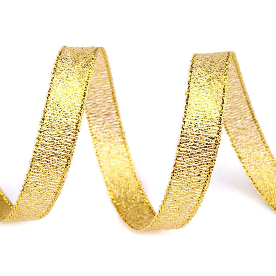 Wstążka brokatowa szerokość 10 mm z lureksem - Złoty (1 Metr) Wstążka brokatowa szerokość 10 mm z lureksem - Złoty (1 Metr)