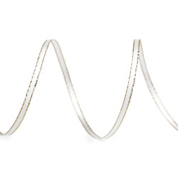 Panglică dublu satinată cu lurex, lățime 3 mm - Alb (100 Metri)