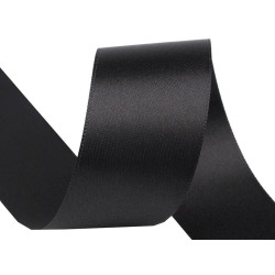 Atlasová stuha obojlíca šírka 40 mm - Čierna (100 Metre)