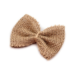 Jute bow 5.5x7 cm - Natural burlap (10 Pieces)