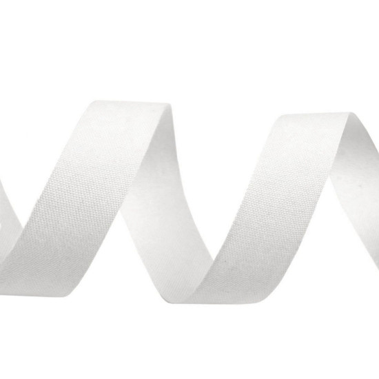 Cotton canvas ribbon width 15 mm - White (100 Meters) Cotton canvas ribbon width 15 mm - White (100 Meters)