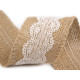 Ruban de jute avec dentelle, largeur 50 mm, 60 mm - Ecru natural (4 Pièces) Ruban de jute avec dentelle, largeur 50 mm, 60 mm - Ecru natural (4 Pièces)