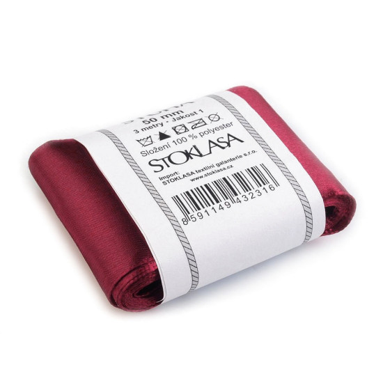 Wstążka satynowa nawój 3 m szerokość 50 mm - Czerwony (90 Metry) Wstążka satynowa nawój 3 m szerokość 50 mm - Czerwony (90 Metry)