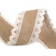 Jute ribbon with cotton lace width 54 mm - White (1 Piece)