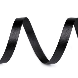 Wstążka satynowa dwustronna szerokość 10 mm - Czarny (1 Metr)