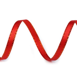 Christmas satin ribbon with lurex width 6 mm - Red (1 Meter)