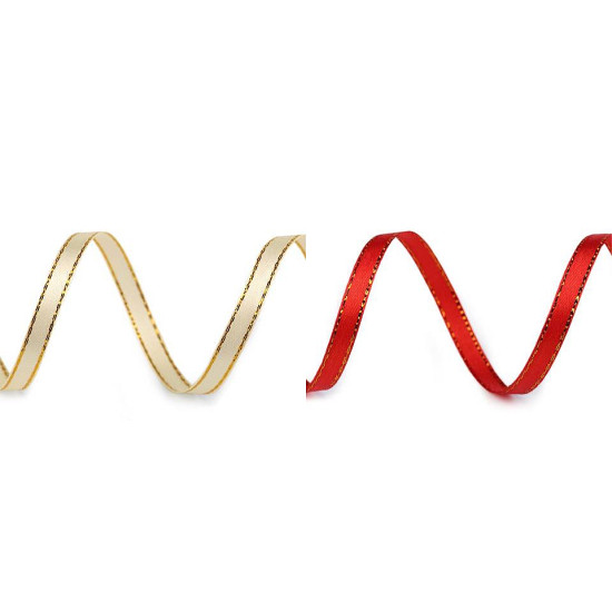 Christmas satin ribbon with lurex width 6 mm - Cream lightest (225 Meters) Christmas satin ribbon with lurex width 6 mm - Cream lightest (225 Meters)