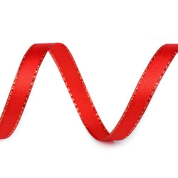Christmas satin ribbon with lurex width 10 mm - Red (1 Meter)