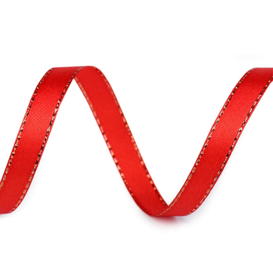 Christmas satin ribbon with lurex width 10 mm - Red (1 Meter) Christmas satin ribbon with lurex width 10 mm - Red (1 Meter)