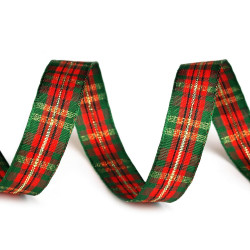 Christmas metallic ribbon with lurex width 15 mm - Red (1 Meter)