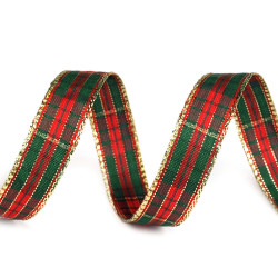 Christmas metallic ribbon with lurex width 15 mm - Light red (1 Meter)