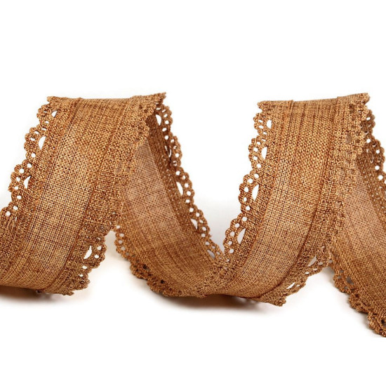Imitation jute ribbon with cut-out edges width 35 mm - Ecru light (18 Meters) Imitation jute ribbon with cut-out edges width 35 mm - Ecru light (18 Meters)