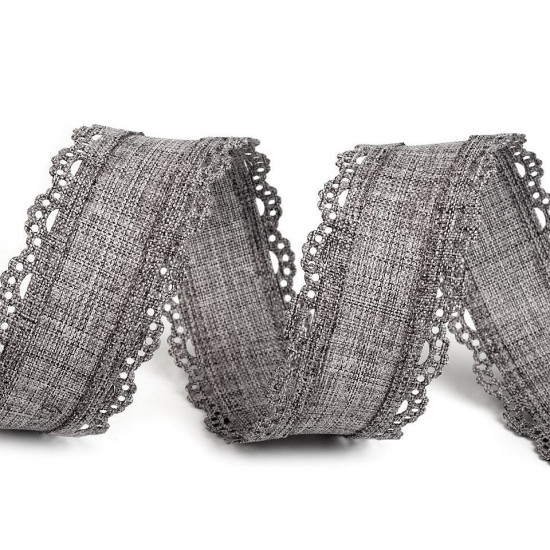 Imitation jute ribbon with cut-out edges width 35 mm - Ecru light (18 Meters) Imitation jute ribbon with cut-out edges width 35 mm - Ecru light (18 Meters)