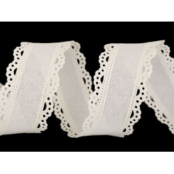 Imitation jute ribbon with cut-out edges width 35 mm - Ecru light (18 Meters)