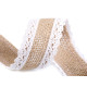 Ruban de jute avec dentelle, largeur 38 mm - Écru lumineux (4 Pièces) Ruban de jute avec dentelle, largeur 38 mm - Écru lumineux (4 Pièces)