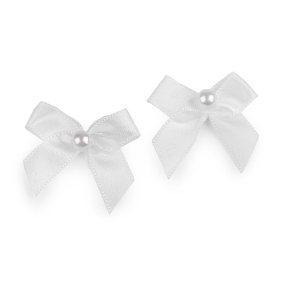 Satin bow 30x35 mm with bead - Cream lightest (50 Pieces) Satin bow 30x35 mm with bead - Cream lightest (50 Pieces)