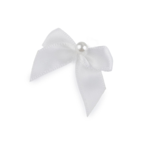 Satin bow 30x35 mm with bead - Cream lightest (50 Pieces) Satin bow 30x35 mm with bead - Cream lightest (50 Pieces)