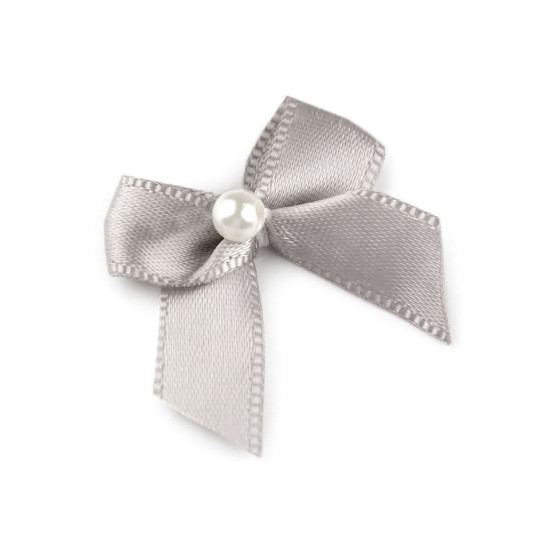 Satin bow 30x35 mm with bead - Cream lightest (50 Pieces) Satin bow 30x35 mm with bead - Cream lightest (50 Pieces)