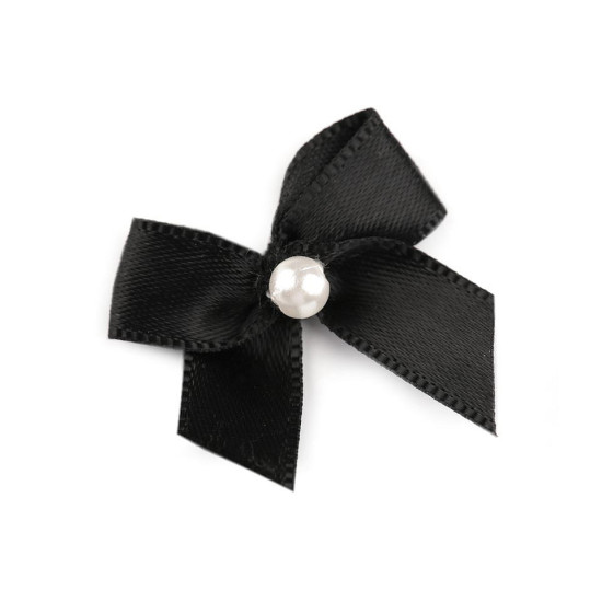 Satin bow 30x35 mm with bead - Cream lightest (50 Pieces) Satin bow 30x35 mm with bead - Cream lightest (50 Pieces)