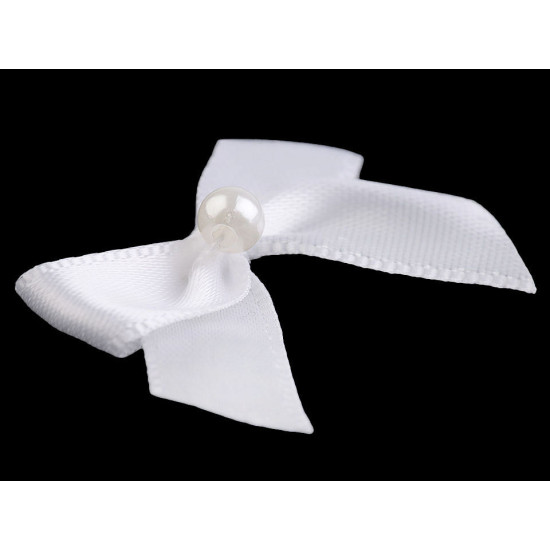 Satin bow 30x35 mm with bead - Cream lightest (50 Pieces) Satin bow 30x35 mm with bead - Cream lightest (50 Pieces)