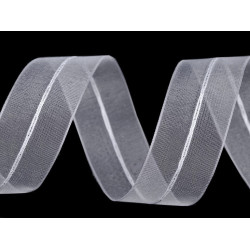 Wstążka monofilowa ściągana szerokość 26 mm z lureksem - White (15 Metry)
