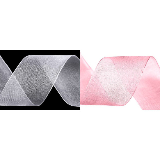 Organza ribbon width 40 mm - Pink middle (1 Meter) Organza ribbon width 40 mm - Pink middle (1 Meter)