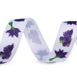 Flower print ribbon 25 mm - White (1 Meter)