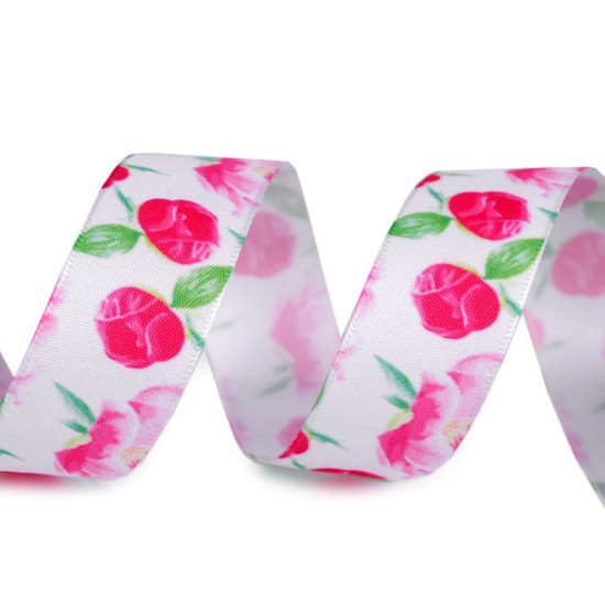 Flower print ribbon 25 mm - Multicolor (1 Meter) Flower print ribbon 25 mm - Multicolor (1 Meter)