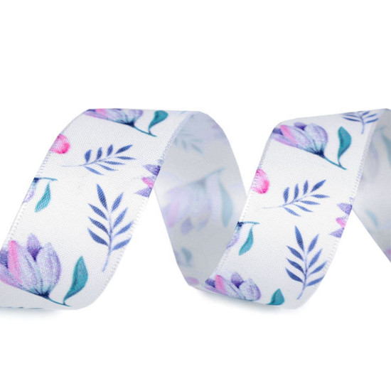Flower print ribbon 25 mm - Multicolor (1 Meter) Flower print ribbon 25 mm - Multicolor (1 Meter)