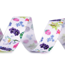 Flower print ribbon 25 mm - Multicolor (1 Meter)