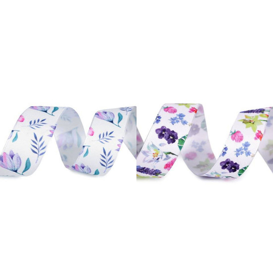 Flower print ribbon 25 mm - Multicolor (1 Meter) Flower print ribbon 25 mm - Multicolor (1 Meter)