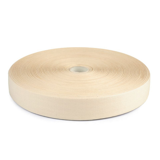 Cotton canvas ribbon width 25 mm - White (1 Meter) Cotton canvas ribbon width 25 mm - White (1 Meter)