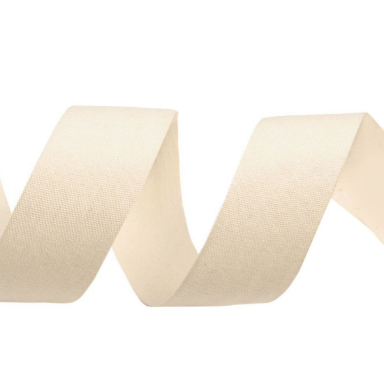 Cotton canvas ribbon width 25 mm - White (1 Meter) Cotton canvas ribbon width 25 mm - White (1 Meter)