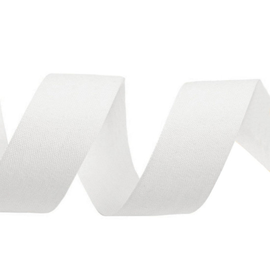 Cotton canvas ribbon width 25 mm - White (1 Meter) Cotton canvas ribbon width 25 mm - White (1 Meter)