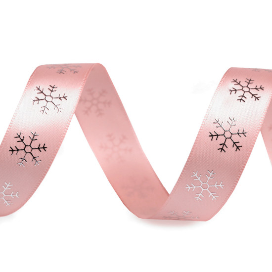 Christmas satin snowflake ribbon width 20 mm - White (1 Meter) Christmas satin snowflake ribbon width 20 mm - White (1 Meter)