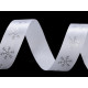 Christmas satin snowflake ribbon width 20 mm - White (1 Meter) Christmas satin snowflake ribbon width 20 mm - White (1 Meter)