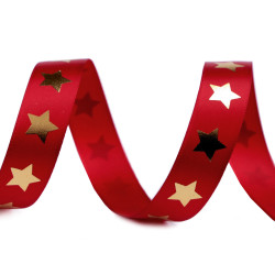 Christmas satin ribbon stars width 20 mm - Bordeaux (1 Meter)