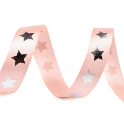 Christmas satin ribbon stars width 20 mm - Powder (1 Meter)
